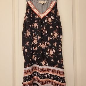 Dressy Tank Top, Black and Pink Floral